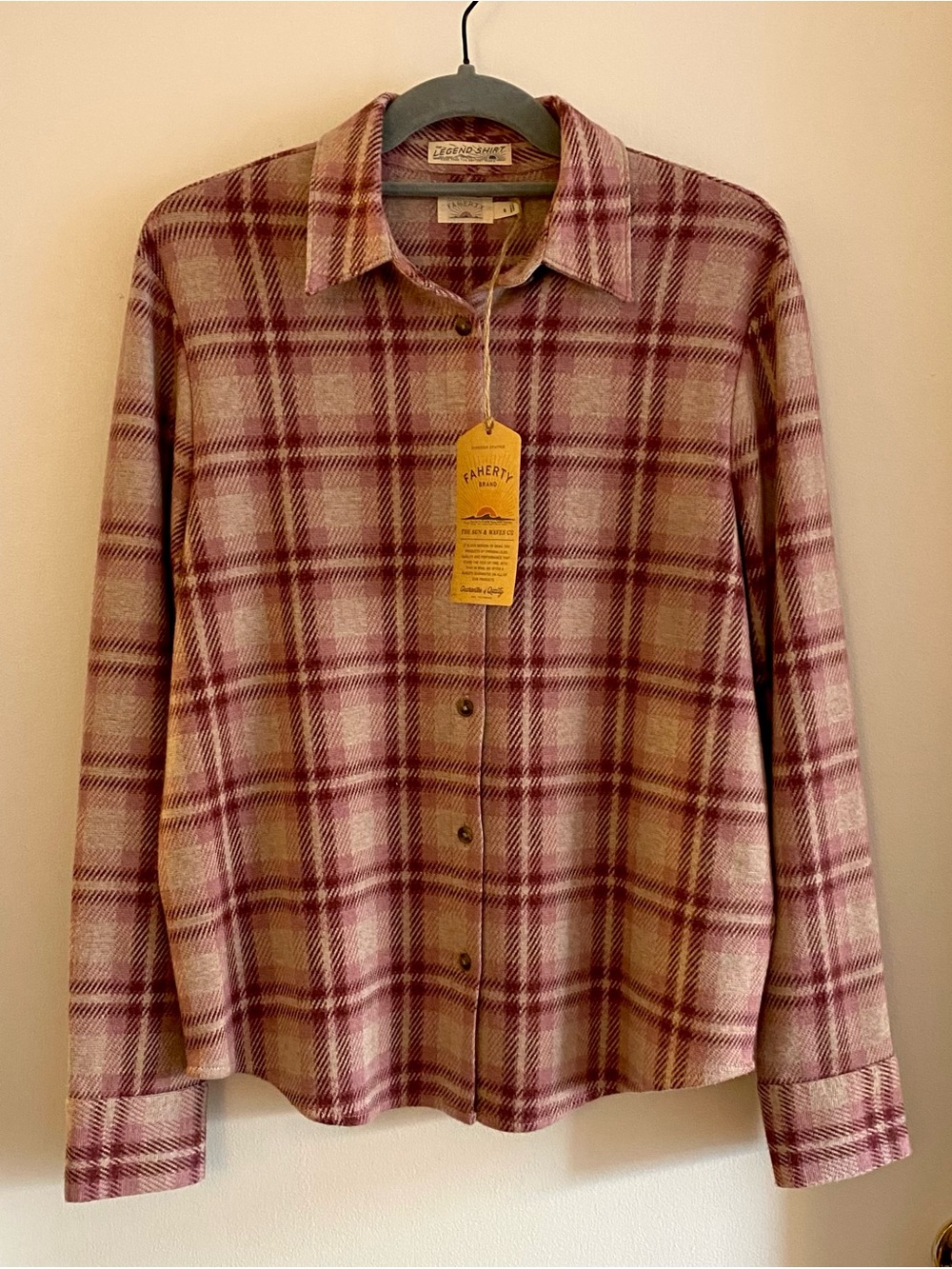 Faherty The Legend Shirt Pink Plaid Button-Up Shirt size S NWT
